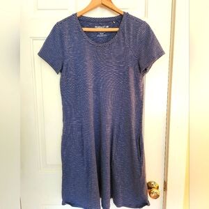 Toad&co Midi Dress Windmere Navy Stripe Organic Cotton Size M outdoors Hiking